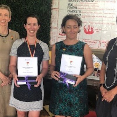 UQ Pro-Vice Chancellor (Teaching and Learning) Professor Doune Macdonald; Dr Nicole Warrington;  Dr Rebecca Olive; Executive Dean (Humanities and Social Sciences) Professor Heather Zwicker 